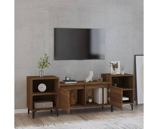 Comodă tv, stejar maro, 160x35x55 cm, lemn prelucrat, 3 image