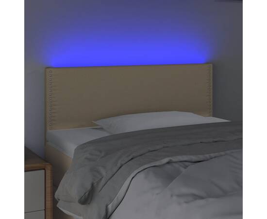 Tăblie de pat cu led, crem, 80x5x78/88 cm, textil, 3 image