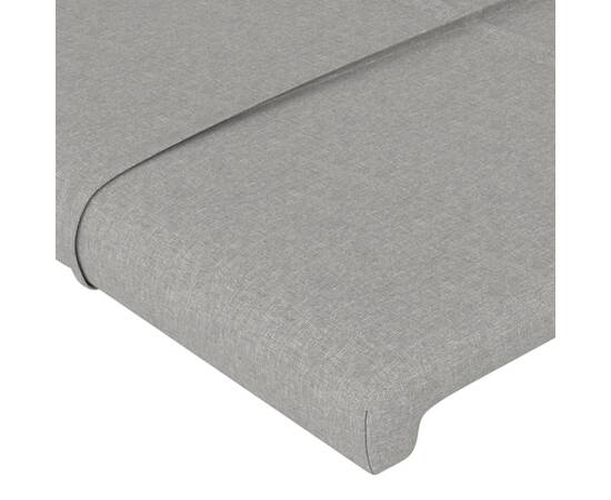 Tăblie de pat cu led, gri deschis, 144x5x78/88 cm, textil, 5 image