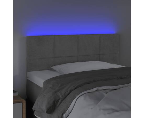 Tăblie de pat cu led, gri deschis, 80x5x78/88 cm, catifea, 3 image