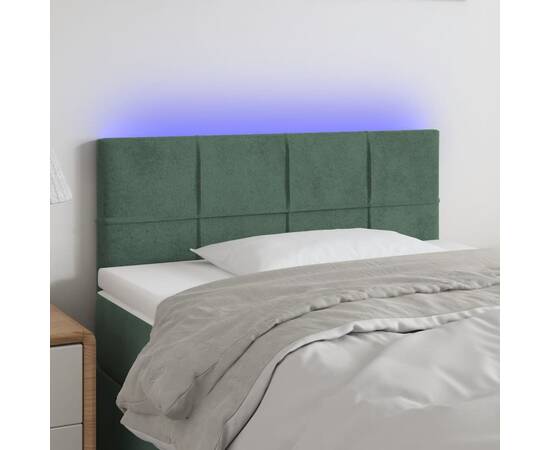 Tăblie de pat cu led, verde închis, 80x5x78/88 cm, catifea