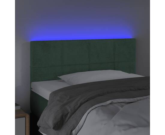 Tăblie de pat cu led, verde închis, 80x5x78/88 cm, catifea, 3 image
