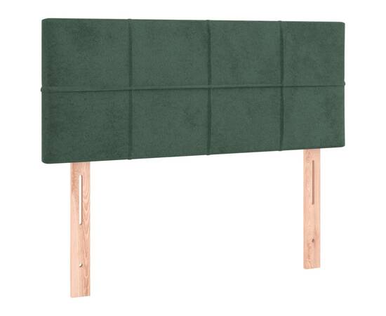 Tăblie de pat cu led, verde închis, 80x5x78/88 cm, catifea, 4 image