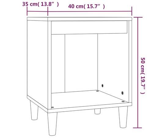 Noptiere, 2 buc., stejar maro, 40x35x50 cm, 9 image