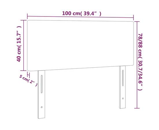 Tăblie de pat cu led, albastru închis, 100x5x78/88 cm, catifea, 6 image