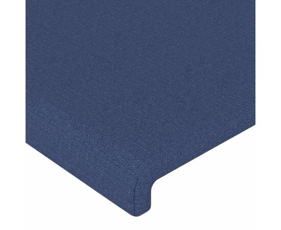 Tăblie de pat cu led, albastru, 144x5x78/88 cm, textil, 5 image