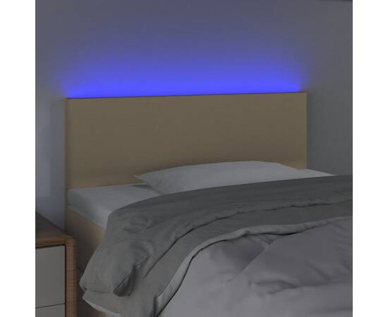 Tăblie de pat cu led, crem, 90x5x78/88 cm, textil, 3 image