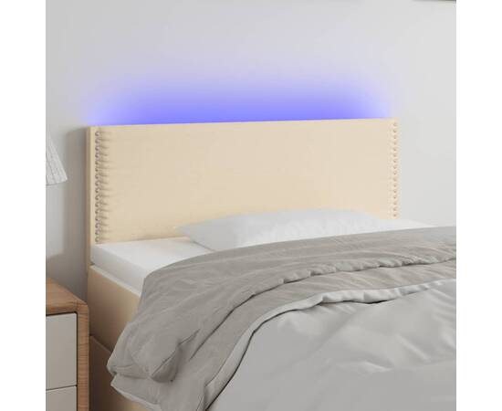 Tăblie de pat cu led, crem, 90x5x78/88 cm, textil