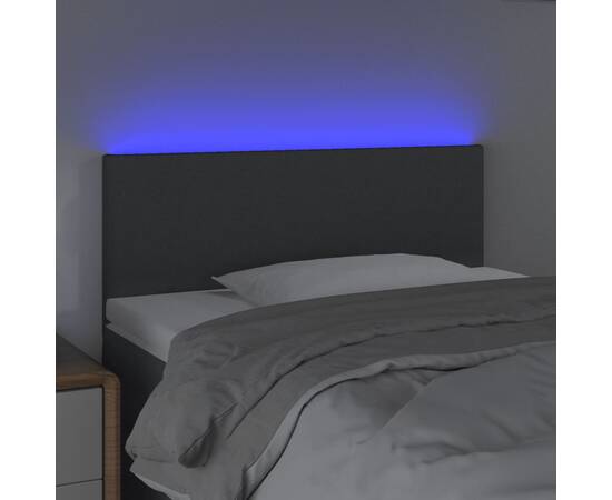 Tăblie de pat cu led, gri închis, 100x5x78/88 cm, textil, 3 image