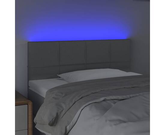 Tăblie de pat cu led, gri deschis, 100x5x78/88 cm, textil, 3 image