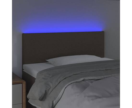 Tăblie de pat cu led, gri taupe, 100x5x78/88 cm, textil, 3 image