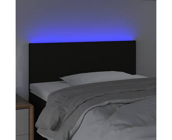 Tăblie de pat cu led, negru, 90x5x78/88 cm, textil, 3 image