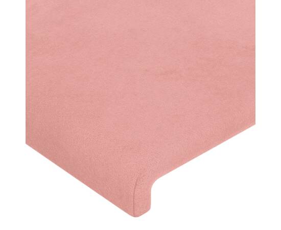Tăblie de pat cu led, roz, 200x5x78/88 cm, catifea, 5 image