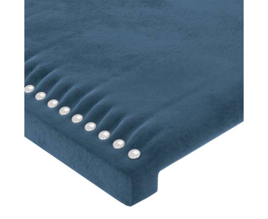 Tăblie de pat cu led, albastru închis, 160x5x78/88 cm, catifea, 5 image