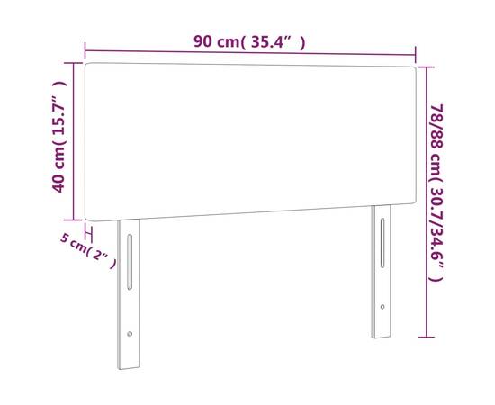 Tăblie de pat cu led, albastru închis, 90x5x78/88 cm, catifea, 6 image