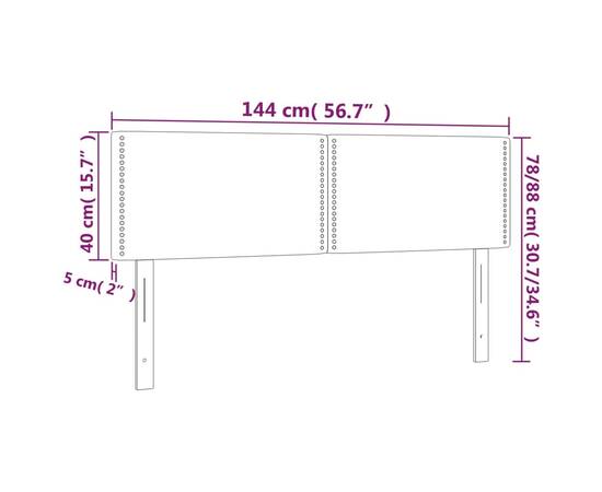 Tăblie de pat cu led, albastru, 144x5x78/88 cm, textil, 6 image