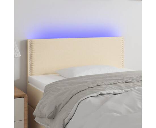 Tăblie de pat cu led, crem, 100x5x78/88 cm, textil