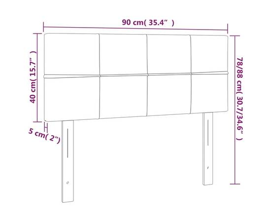 Tăblie de pat cu led, crem, 90x5x78/88 cm, textil, 6 image