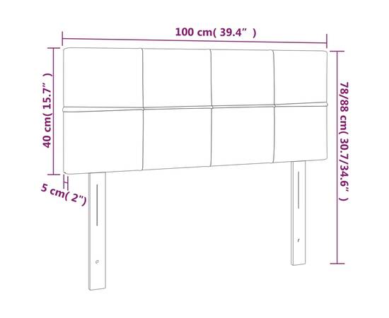 Tăblie de pat cu led, gri închis, 100x5x78/88 cm, catifea, 6 image