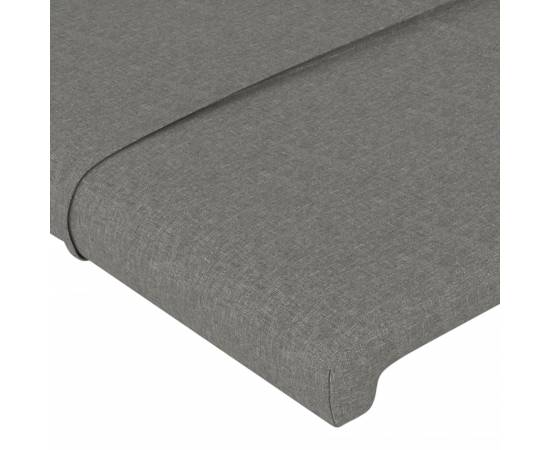 Tăblie de pat cu led, gri închis, 144x5x78/88 cm, textil, 5 image