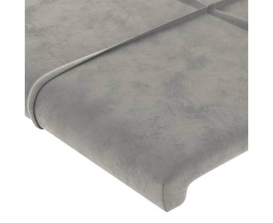 Tăblie de pat cu led, gri deschis, 100x5x78/88 cm, catifea, 5 image