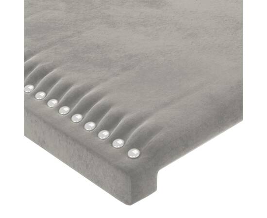 Tăblie de pat cu led, gri deschis, 180x5x78/88 cm, catifea, 5 image