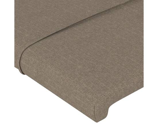 Tăblie de pat cu led, gri taupe, 160x5x78/88 cm, textil, 5 image