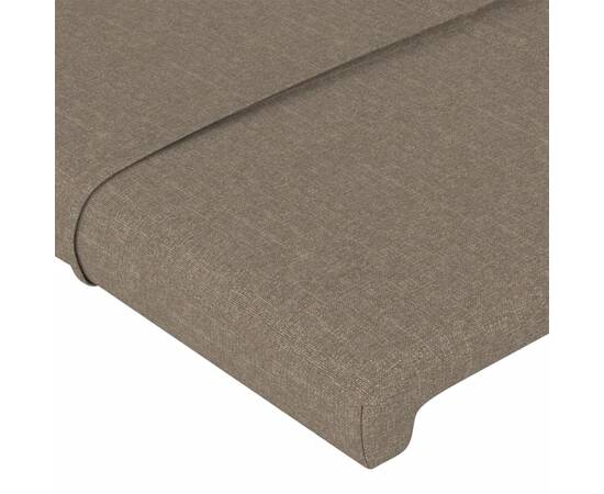 Tăblie de pat cu led, gri taupe, 180x5x78/88 cm, textil, 5 image