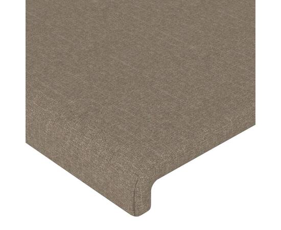 Tăblie de pat cu led, gri taupe, 200x5x78/88 cm, textil, 5 image