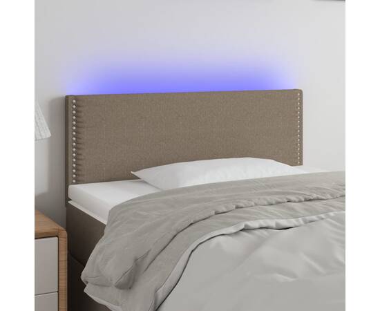 Tăblie de pat cu led, gri taupe, 90x5x78/88 cm, textil