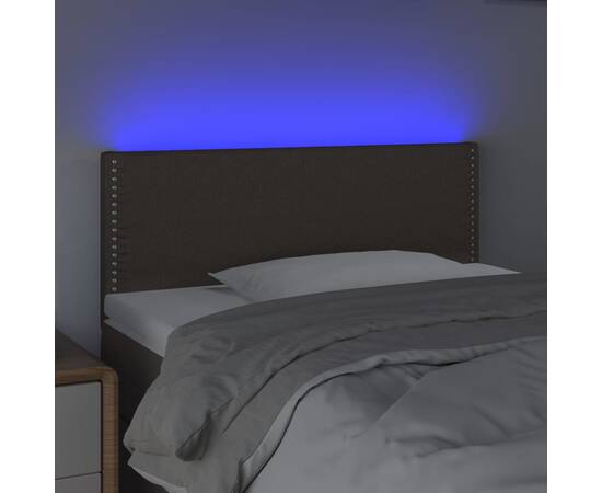 Tăblie de pat cu led, gri taupe, 90x5x78/88 cm, textil, 3 image