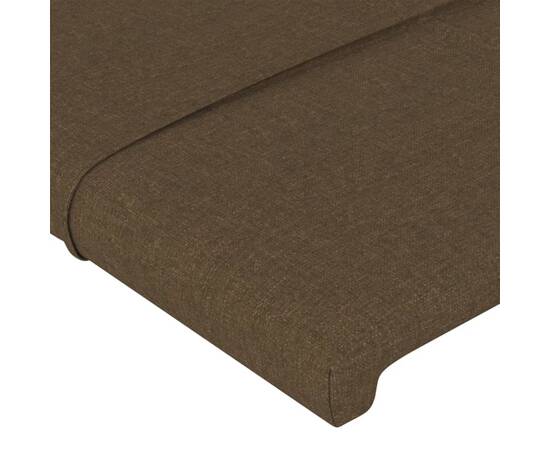 Tăblie de pat cu led, maro închis, 200x5x78/88 cm, textil, 5 image