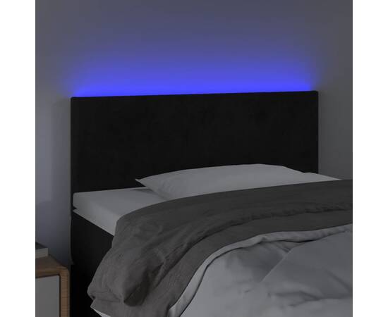 Tăblie de pat cu led, negru, 100x5x78/88 cm, catifea, 3 image
