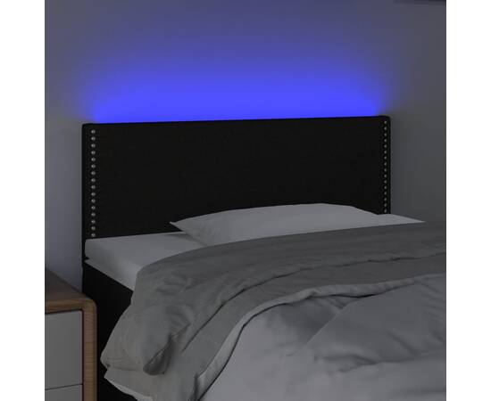 Tăblie de pat cu led, negru, 100x5x78/88 cm, textil, 3 image