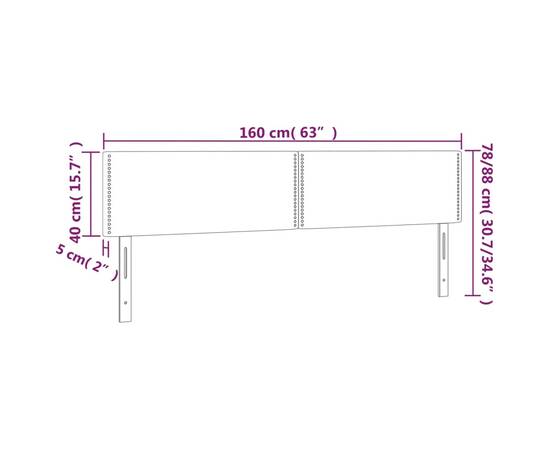 Tăblie de pat cu led, negru, 160x5x78/88 cm, textil, 6 image