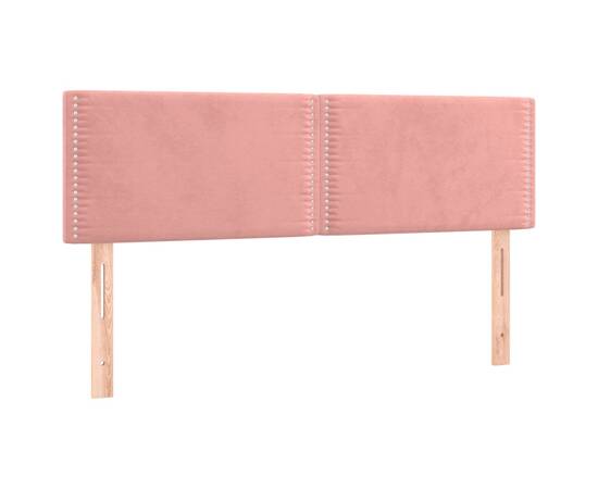 Tăblie de pat cu led, roz, 144x5x78/88 cm, catifea, 4 image