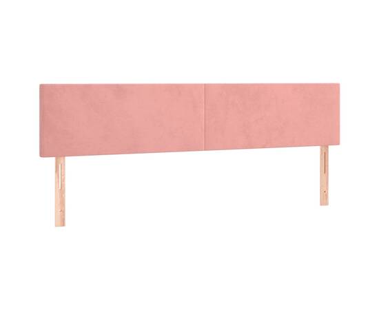 Tăblie de pat cu led, roz, 160x5x78/88 cm, catifea, 4 image