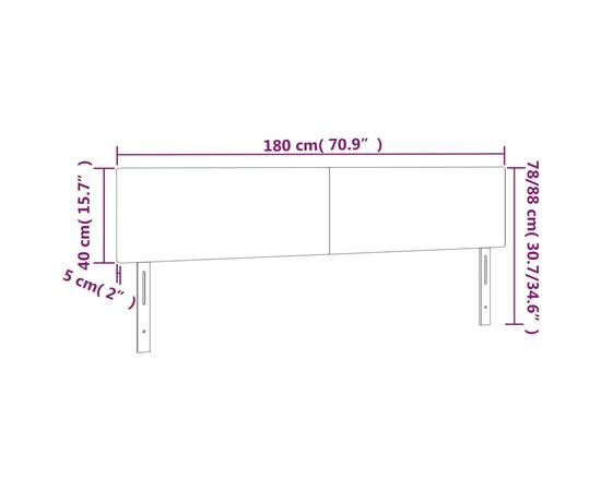 Tăblie de pat cu led, roz, 180x5x78/88 cm, catifea, 6 image