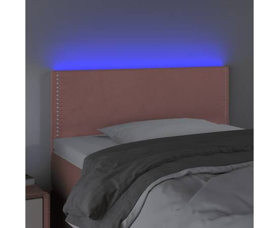 Tăblie de pat cu led, roz, 80x5x78/88 cm, catifea, 3 image