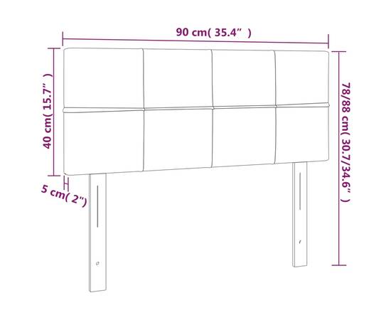 Tăblie de pat cu led, roz, 90x5x78/88 cm, catifea, 6 image