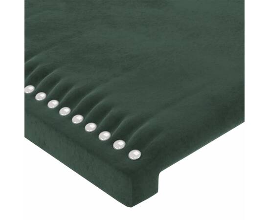 Tăblie de pat cu led, verde închis, 144x5x78/88 cm, catifea, 5 image