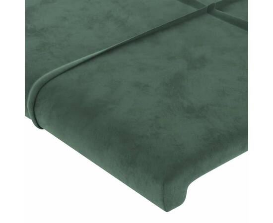 Tăblie de pat cu led, verde închis, 90x5x78/88 cm, catifea, 5 image