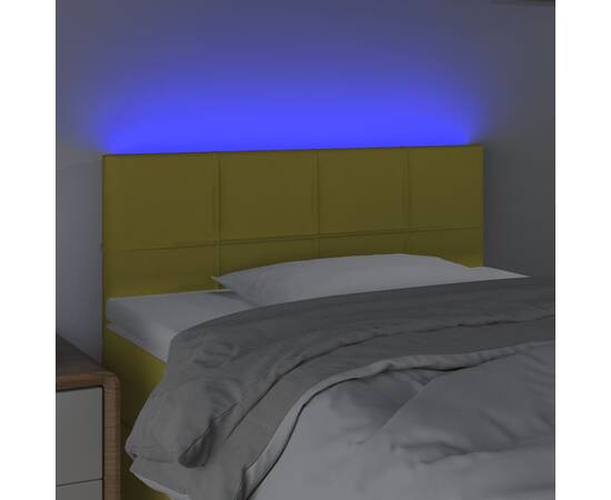 Tăblie de pat cu led, verde, 100x5x78/88 cm, textil, 3 image