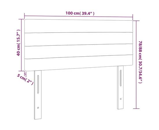 Tăblie de pat cu led, albastru închis, 100x5x78/88 cm, catifea, 6 image