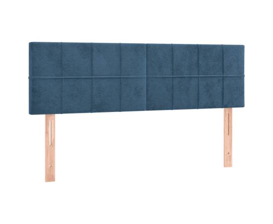 Tăblie de pat cu led, albastru închis, 144x5x78/88 cm, catifea, 4 image