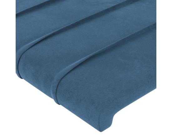 Tăblie de pat cu led, albastru închis, 144x5x78/88 cm, catifea, 5 image