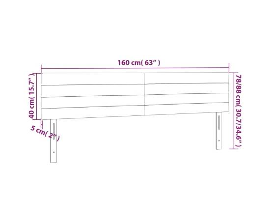 Tăblie de pat cu led, albastru închis, 160x5x78/88 cm, catifea, 6 image