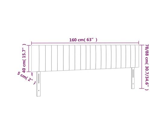 Tăblie de pat cu led, albastru, 160x5x78/88 cm, textil, 6 image