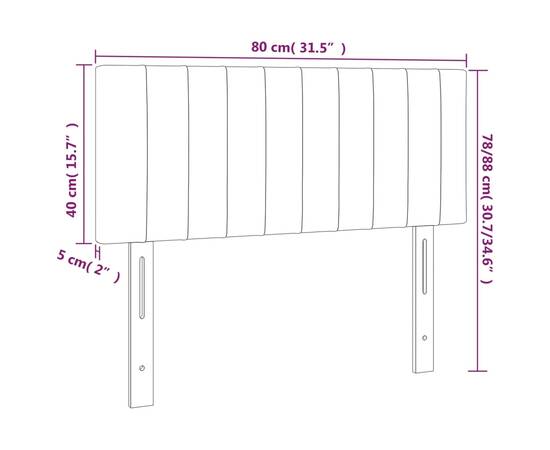 Tăblie de pat cu led, albastru, 80x5x78/88 cm, textil, 6 image