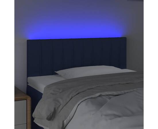 Tăblie de pat cu led, albastru, 90x5x78/88 cm, textil, 3 image